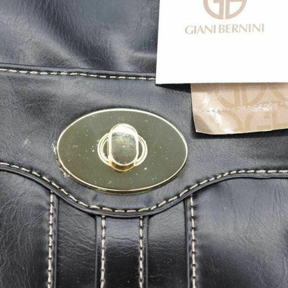 Giani Bernini Womens Glazed Dome Satchel Handbag Black Turn-Lock Zipper OS - Picture 3 of 9